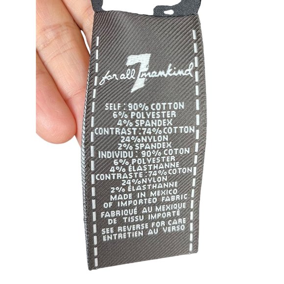 7 for All Mankind Black Denim Faux Leather Zip-up Moto Jacket size L - Picture 8 of 9